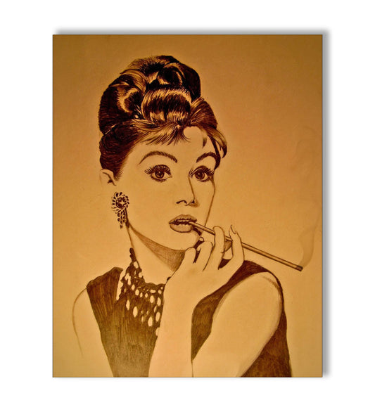 Audrey in Sepia-Wall art decor-Fine Art-Gold varnish
