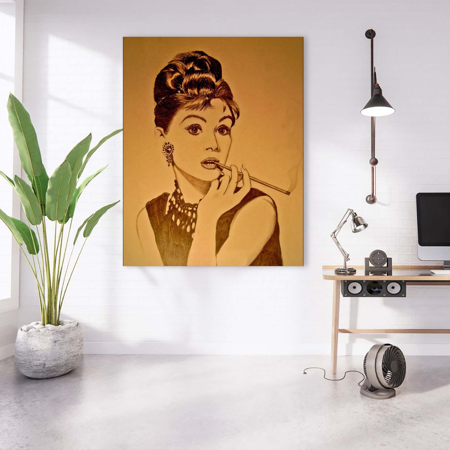 Audrey in Sepia-Wall art decor-Fine Art-Gold varnish