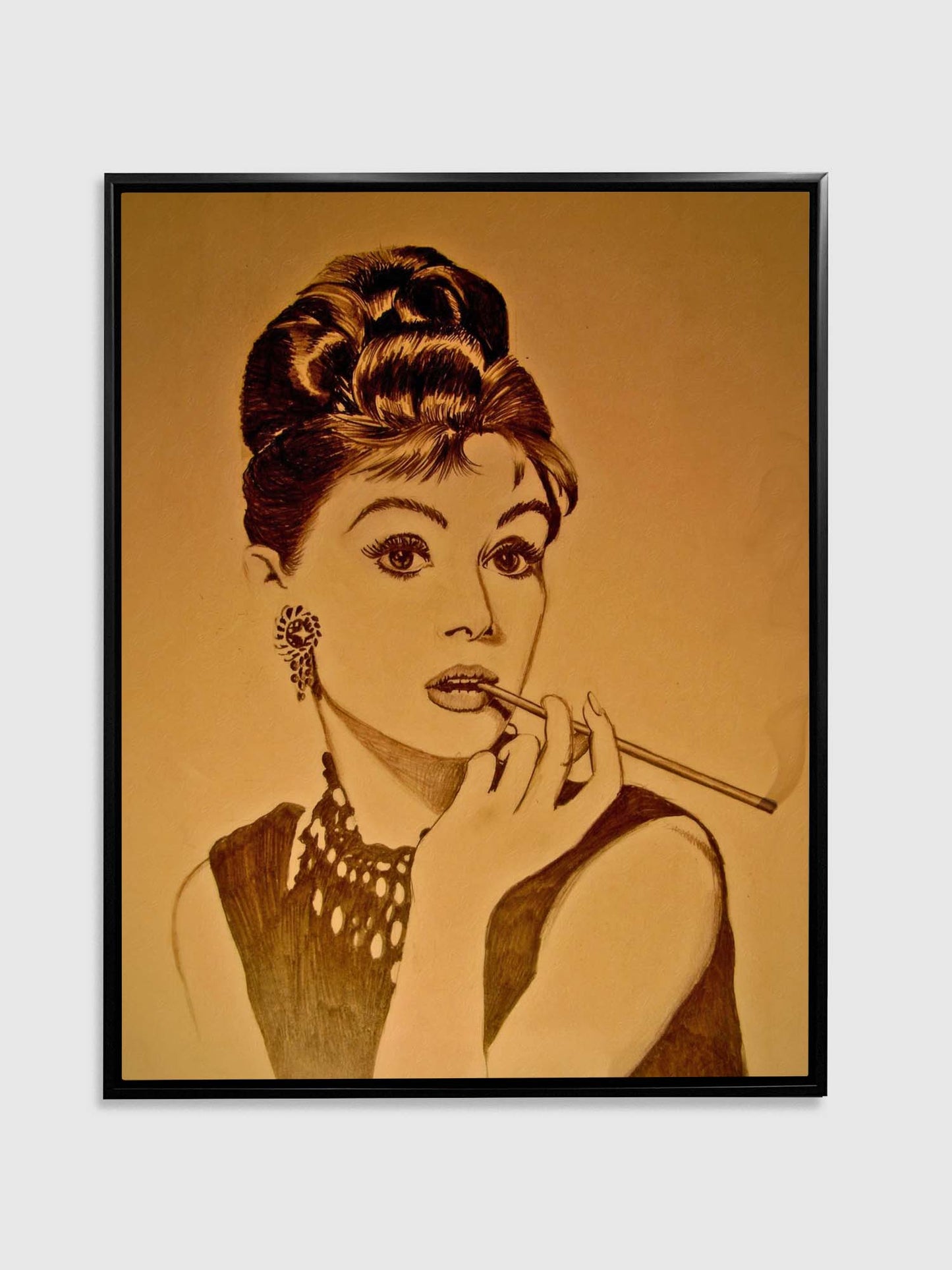 Audrey in Sepia-Wall art decor-Fine Art-Gold varnish