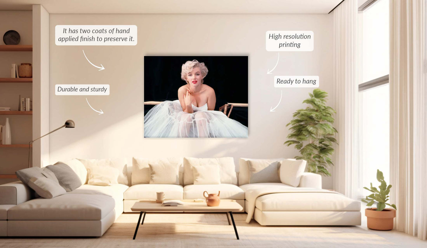 Marilyn in White Dress-Wall art decor-Fine Art-Diamond varnish