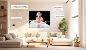 Marilyn in White Dress-Wall art decor-Fine Art-Hand applied diamond varnish #4836-165