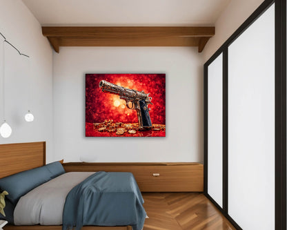 Wall Art-Gun & money -Canvas Printed-Pop art