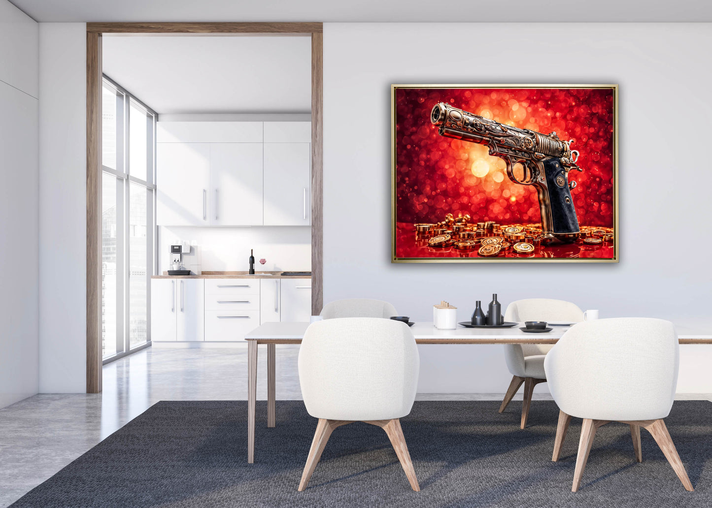 Wall Art-Gun & money -Canvas Printed-Pop art