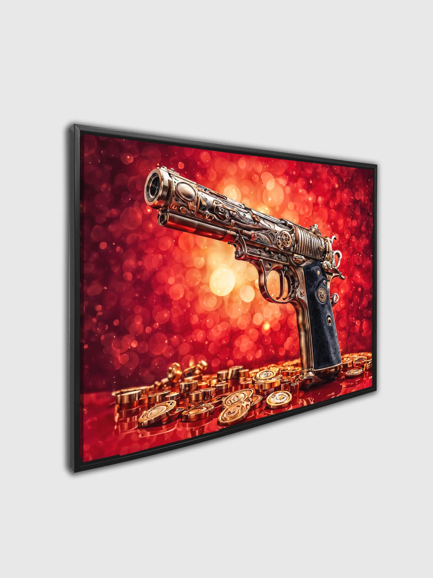 Wall Art-Gun & money -Canvas Printed-Pop art