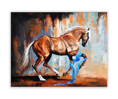 Prancing Horse-Wall Decor- Wildlife Canvas Art - Gold varnish