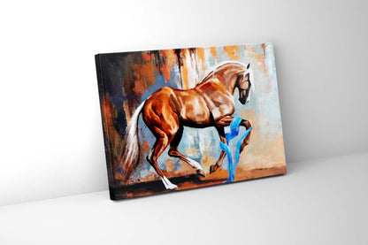 Prancing Horse-Wall Decor- Wildlife Canvas Art - Gold varnish