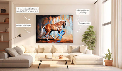 Prancing Horse-Wall Decor- Wildlife Canvas Art - Gold varnish