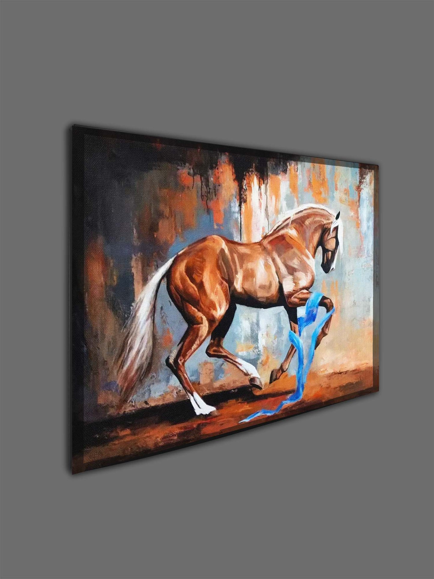 Prancing Horse-Wall Decor- Wildlife Canvas Art - Gold varnish