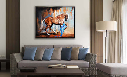 Prancing Horse-Wall Decor- Wildlife Canvas Art - Gold varnish