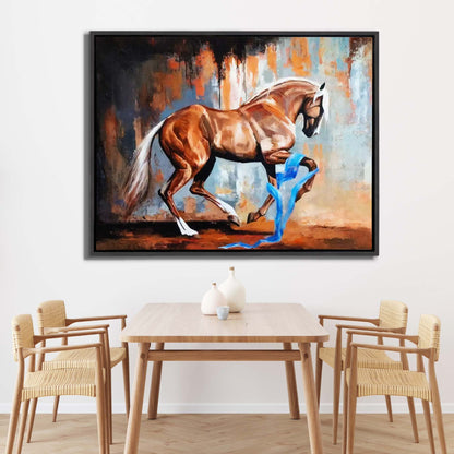 Prancing Horse-Wall Decor- Wildlife Canvas Art - Gold varnish