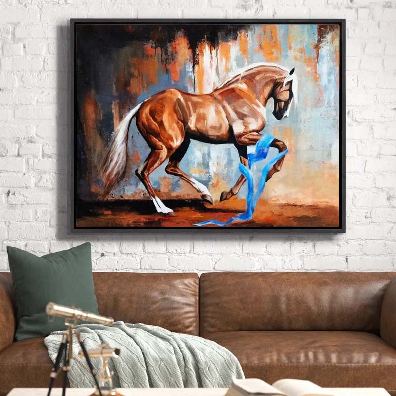 Prancing Horse-Wall Decor- Wildlife Canvas Art - Gold varnish