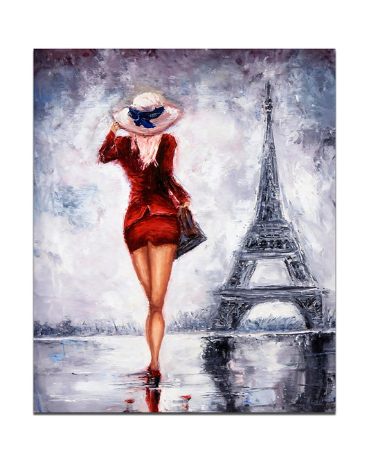 Girl Eiffel Tower Artwork Decor 