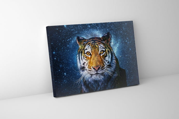 Detailed Tiger Head with Celestial Background 48X36