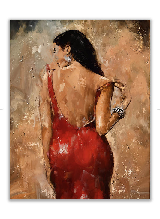 Lady in Red Fine Art Canvas 48X36