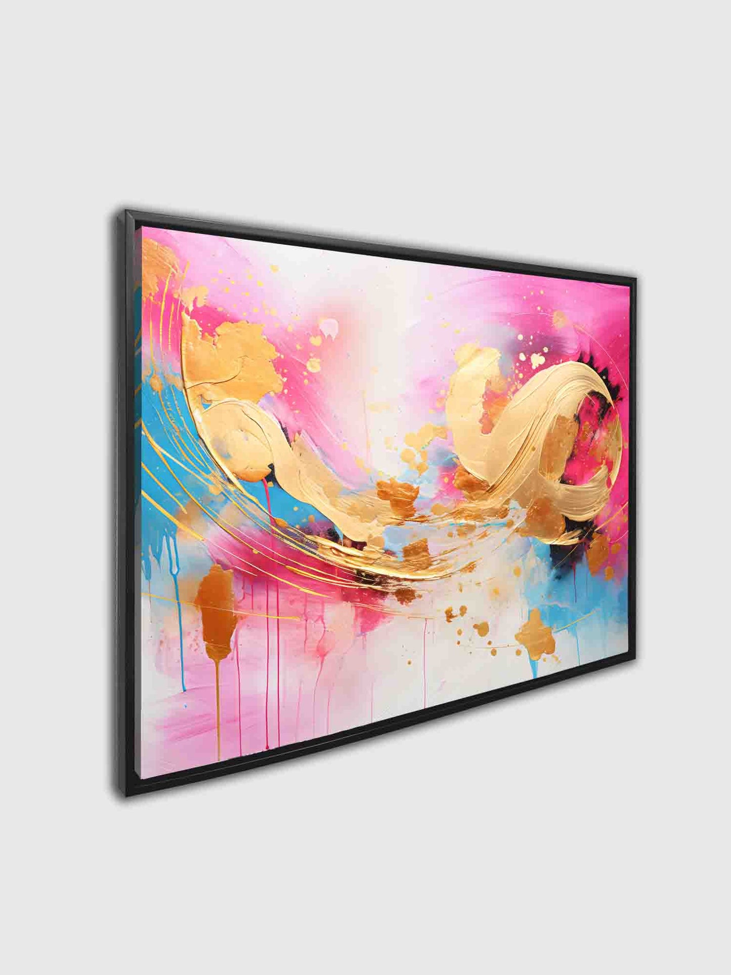Fuchsia Gold Abstract 48X36 Fine Art Canvas Print