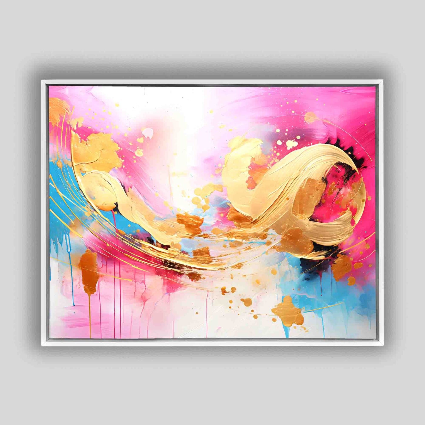 Fuchsia Gold Abstract 48X36 Fine Art Canvas Print
