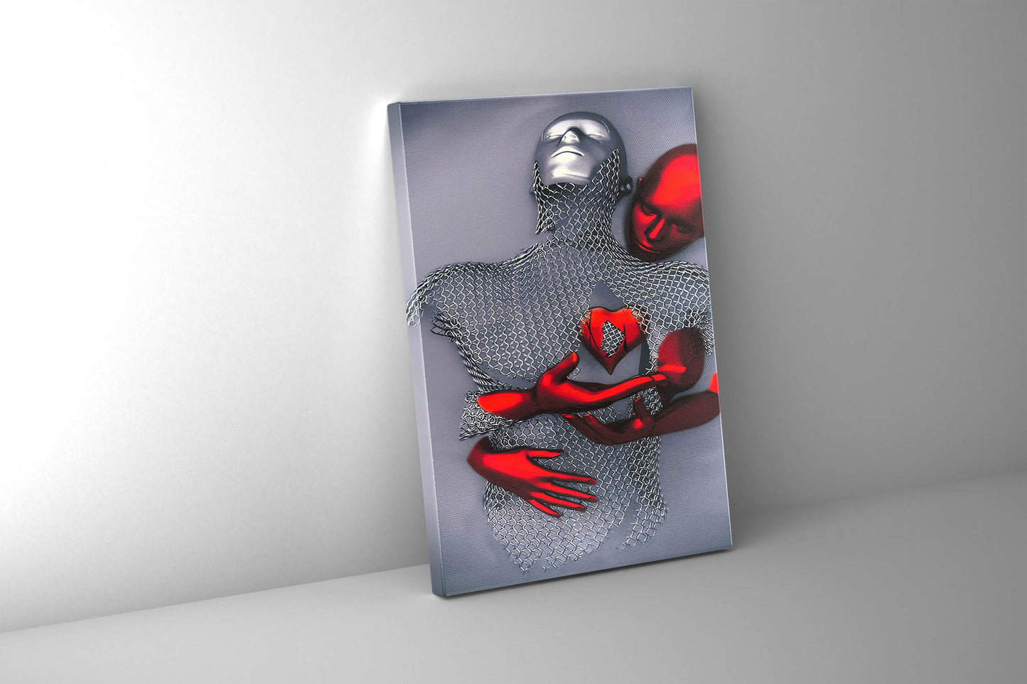 Ai Love Red/Silver Fine art canvas print