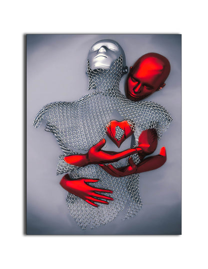 Ai Love Red/Silver Fine art canvas print