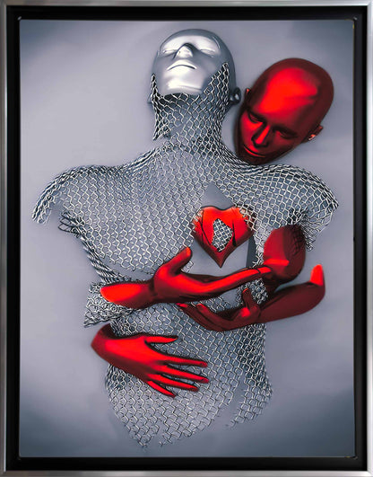 Ai Love Red/Silver Fine art canvas print