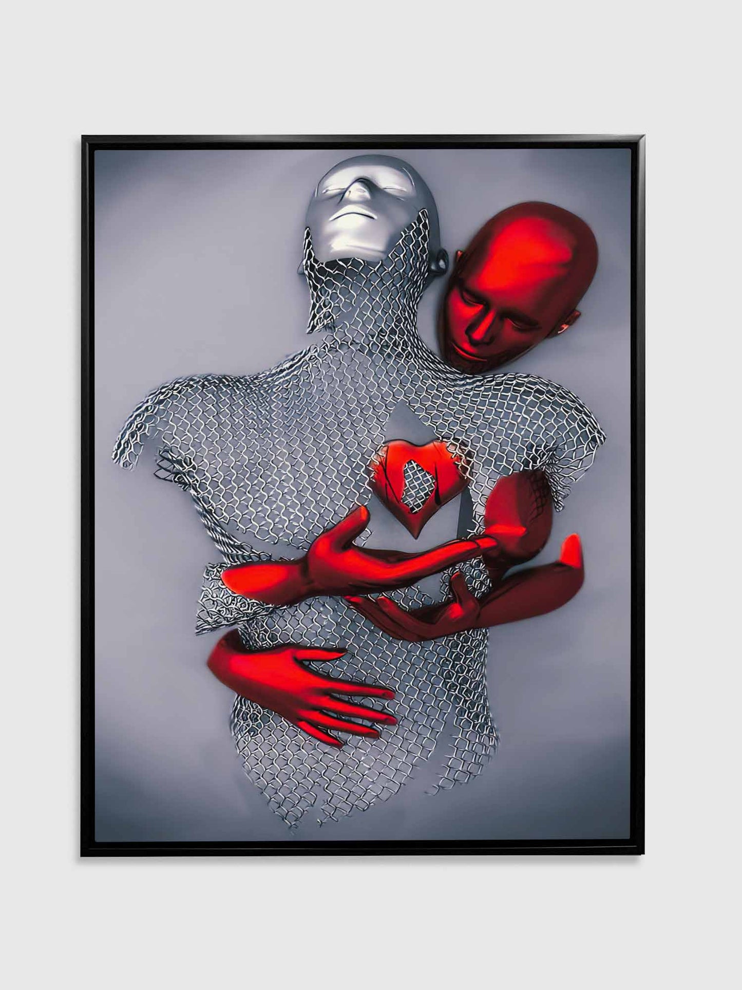 Ai Love Red/Silver Fine art canvas print