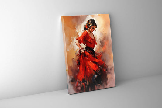 36" x 48" Fine Art Canvas. Tango in Red Dress Canvas Print