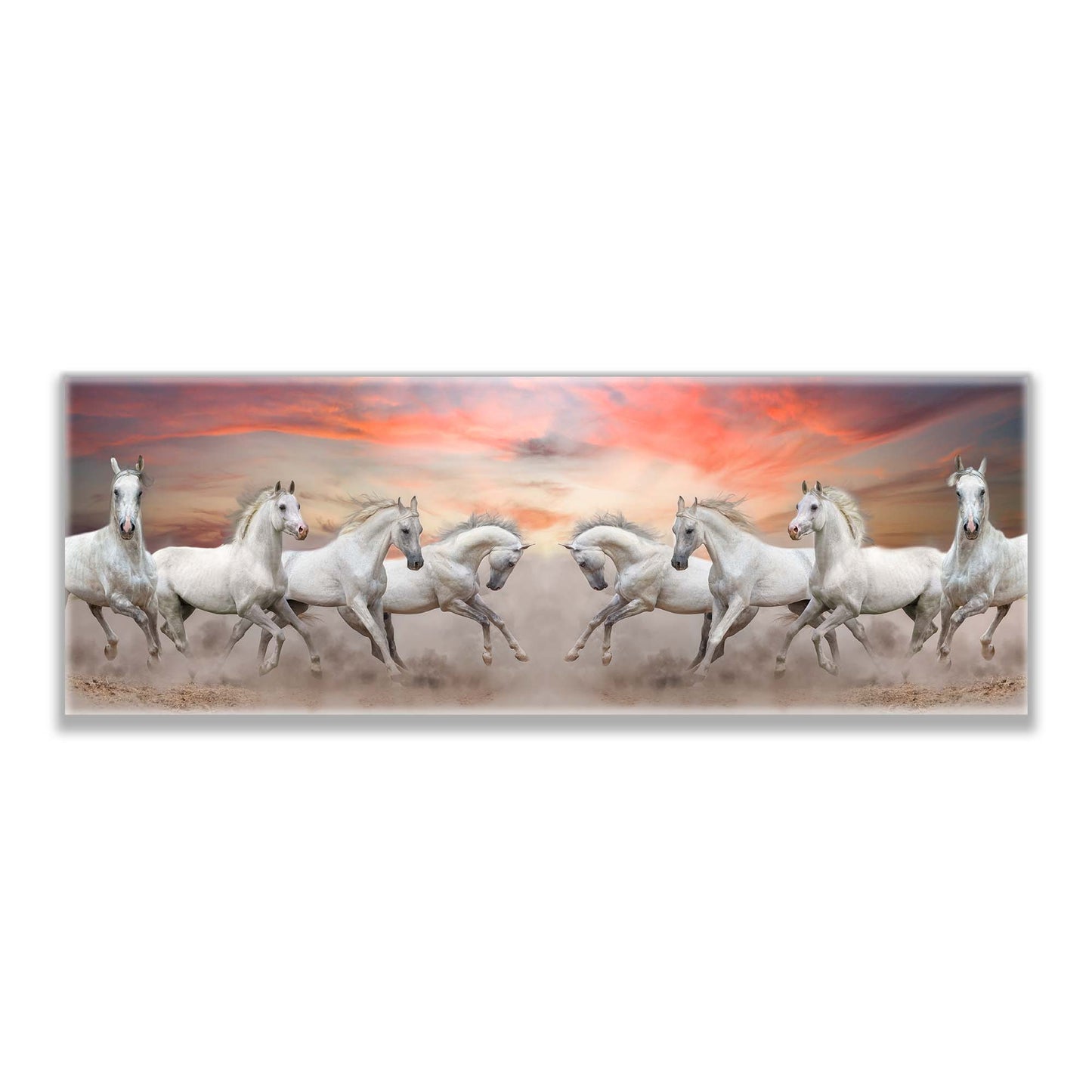 Arabian Horses and Fire Sky- Wall Decor- Wildlife Canvas Art - Diamond varnish