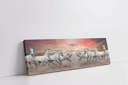 Arabian Horses and Fire Sky- Wall Decor- Wildlife Canvas Art - Diamond varnish