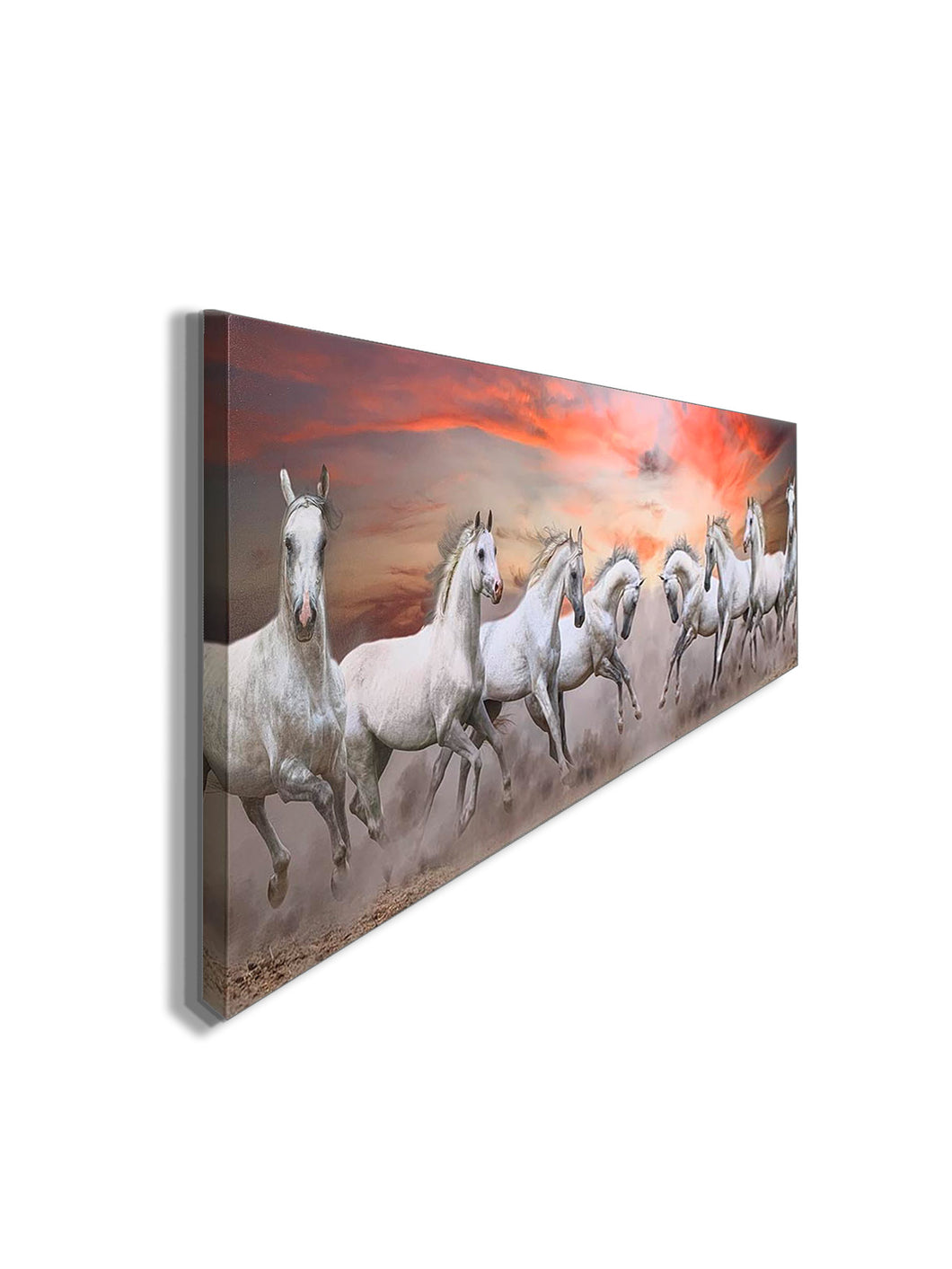 Arabian Horses and Fire Sky- Wall Decor- Wildlife Canvas Art - Diamond varnish