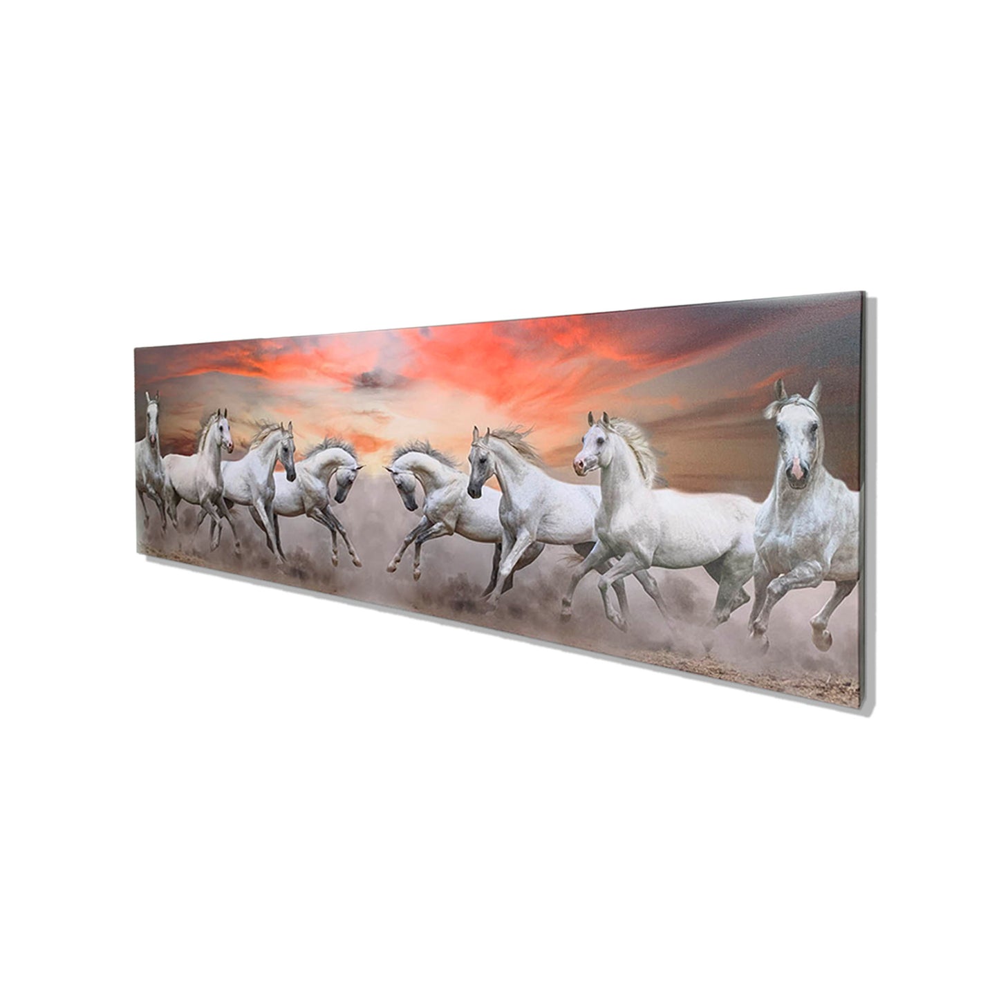 Arabian Horses and Fire Sky- Wall Decor- Wildlife Canvas Art - Diamond varnish