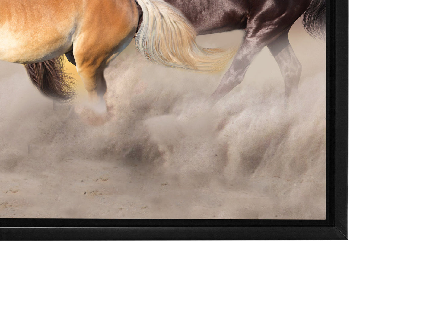 Team of Five Horses- Wildlife Canvas Art - Gold varnish