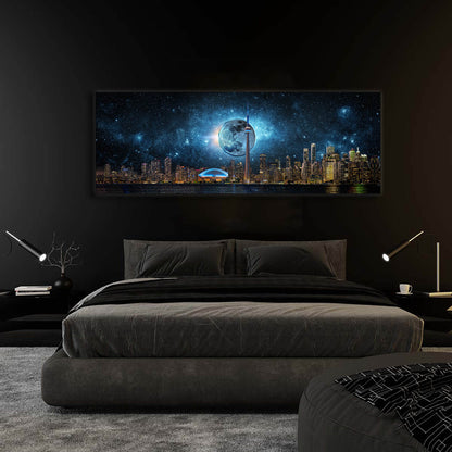 Toronto Skyline Moon-Cities Skyline- Wall art decor- RGB varnish