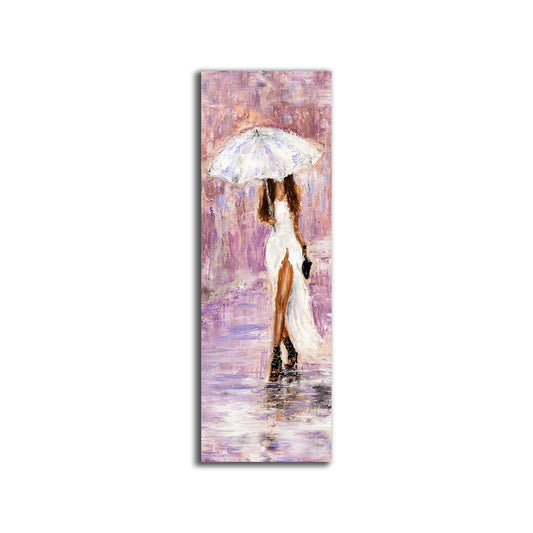 Canvas Wall Art-Lady with umbrella in pink