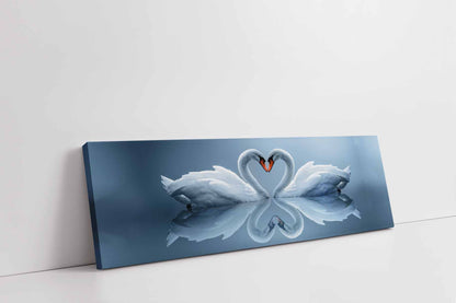 Wildlife Wall Art-Kissing Swans-Canvas printed