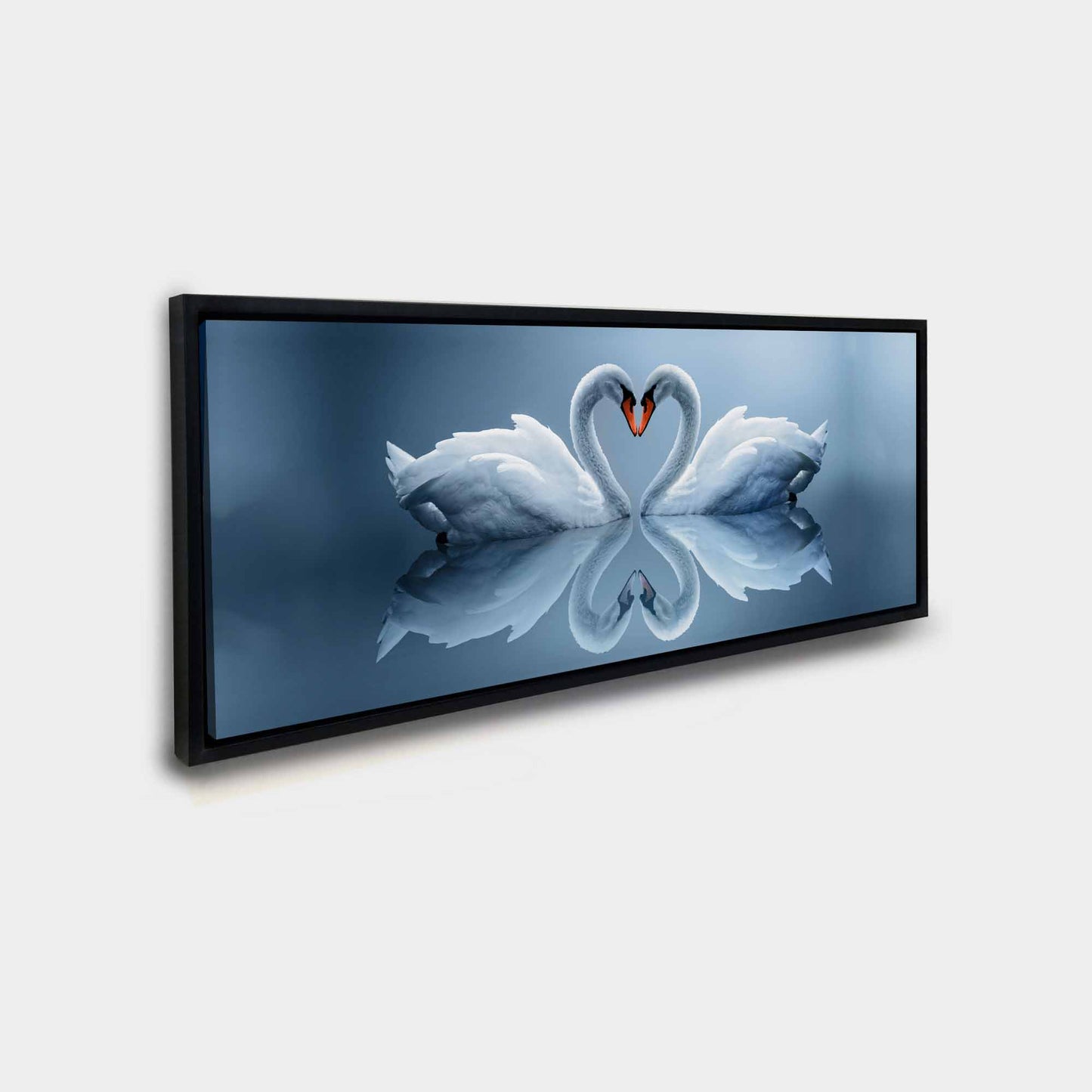 Wildlife Wall Art-Kissing Swans-Canvas printed