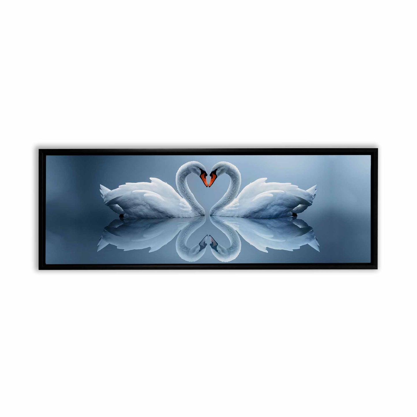 Wildlife Wall Art-Kissing Swans-Canvas printed