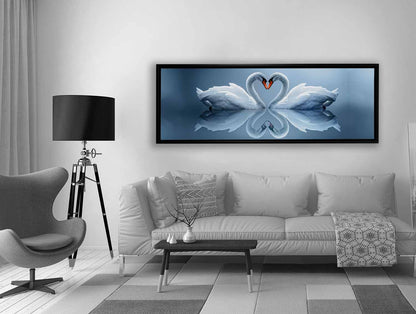 Wildlife Wall Art-Kissing Swans-Canvas printed