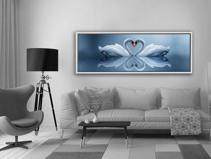 Wildlife Wall Art-Kissing Swans-Canvas printed