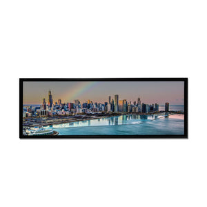 Bay Chicago at Night. City skyline wall art. Canvas with hand applied RGB varnish #7224-126