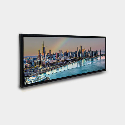 Chicago Bay at Night-City skyline-Large Canvas Wall art