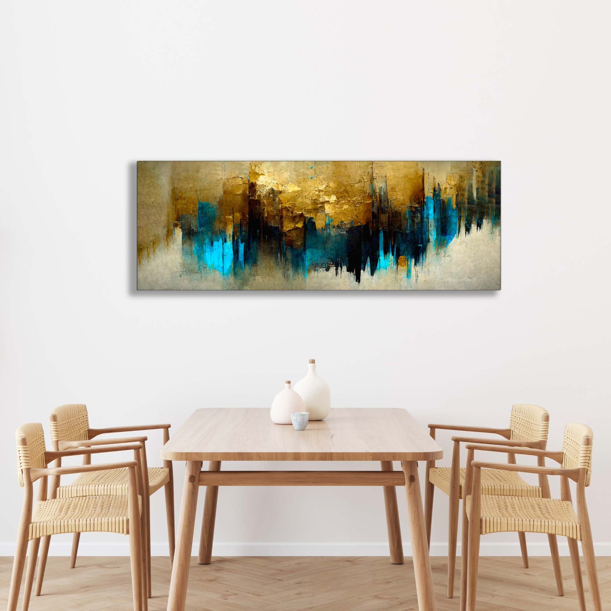 Gold and Blue Abstract Canvas Wall art Fine Art GTAART.CA