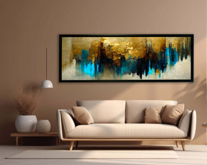 Gold and Blue Abstract-Canvas Wall art- Fine Art