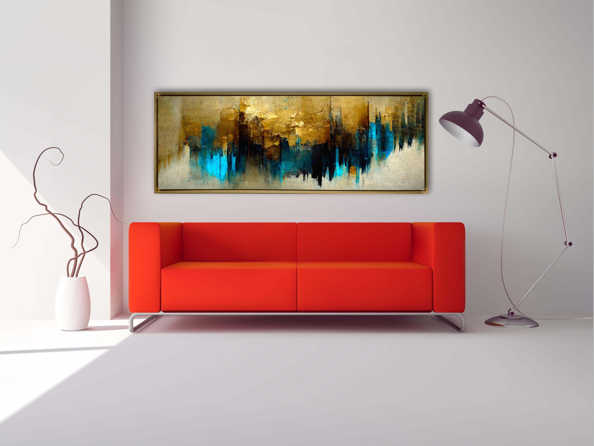 Gold and Blue Abstract Canvas Wall art Fine Art GTAART.CA