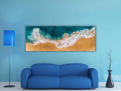 Ocean beach view from above 72X24 Inch Fine Art Canvas