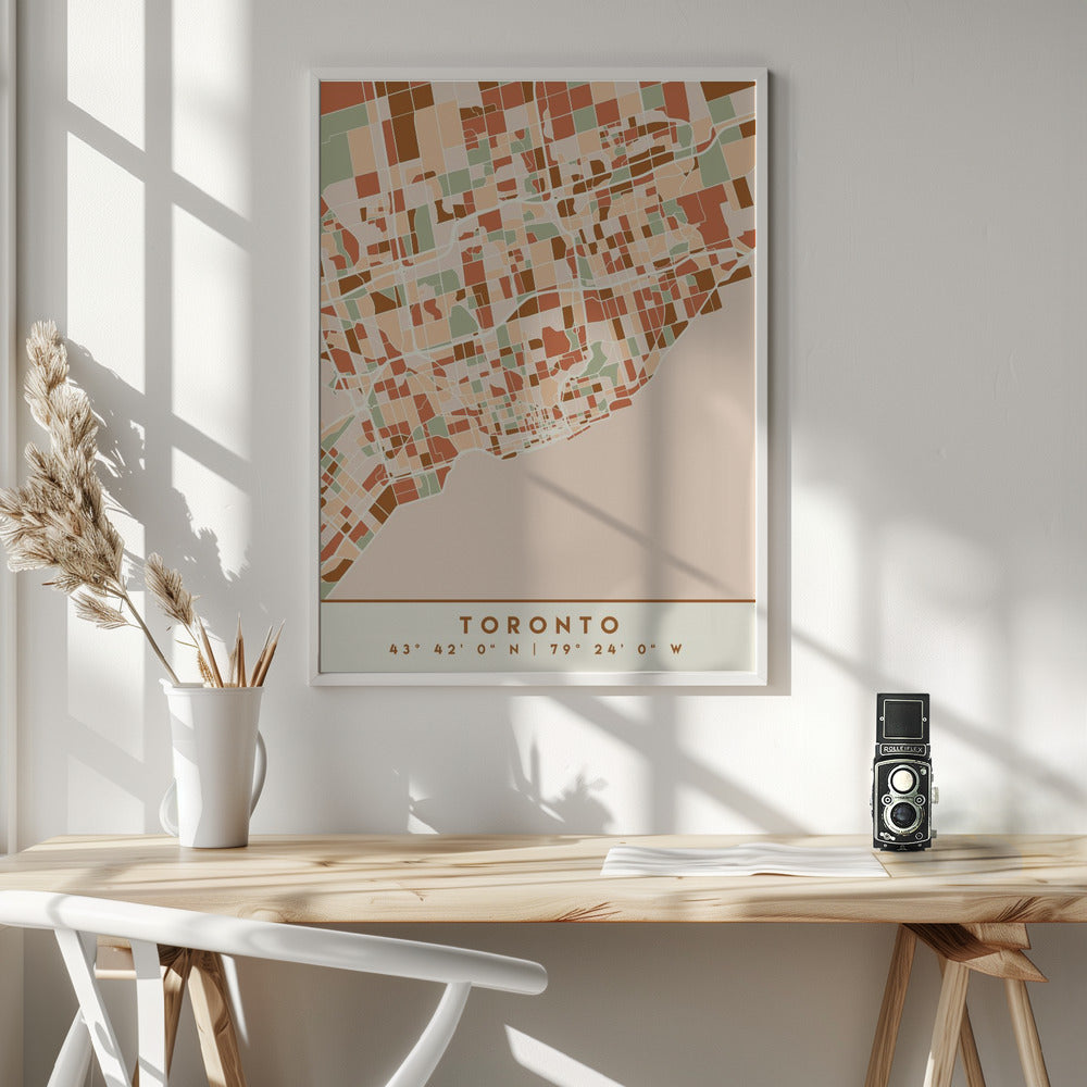 Black Maps Earth Tones 89-Wall Art In White Floating Frame-36X48inches