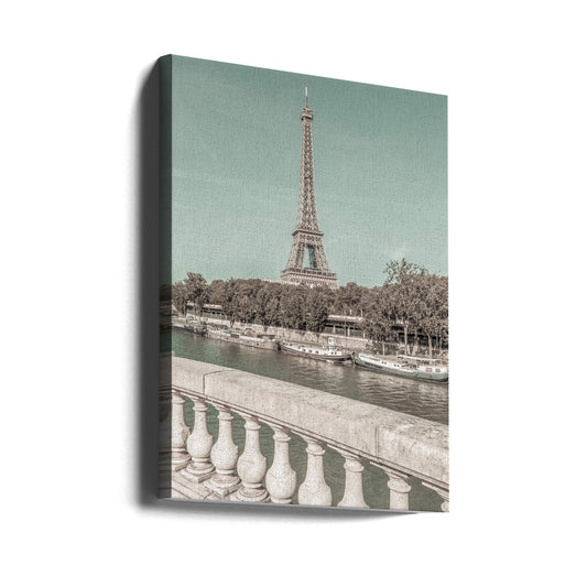 PARIS Eiffel Tower; River Seine Wall Artwork Gallery Wrapped (Ready to Hang)