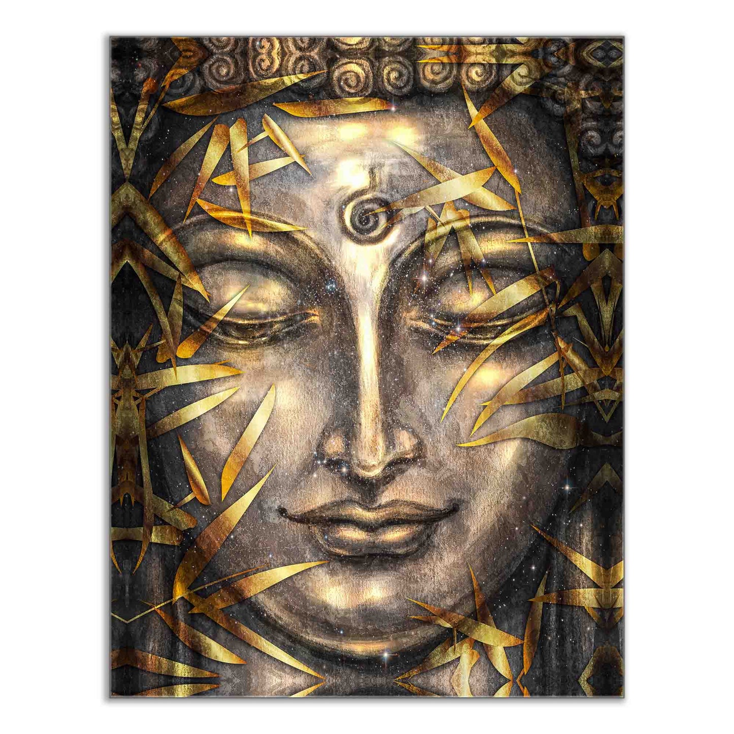 Canvas Pint Gold Buddha- Artwork-Gold varnish