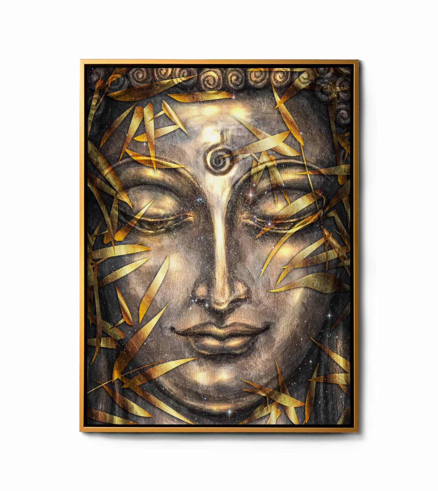 Canvas Pint Gold Buddha- Artwork-Gold varnish