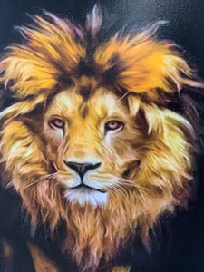 " Leo" - Wildlife Canvas Art - Shimmering Gold Varnished Top Coat. Ready to hang
