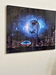 Canvas Palette-Metal aluminum print-Toronto, dark moon with CN Tower-Limited Edition