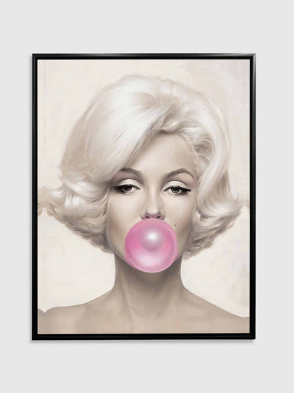 Marilyn in pink in black floating frame